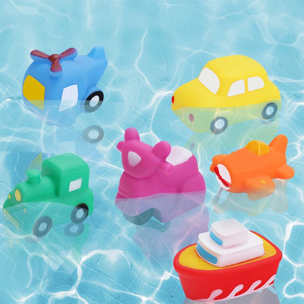 6pcs Cartoon Vehicle Baby Bathing Toys Swimming Water Toys Children Shower Toys Bathtub Toys Funny Gift