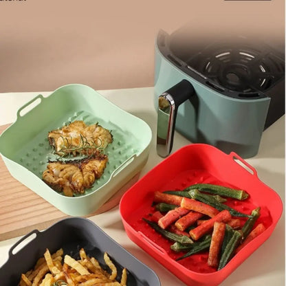 Silicone Air Fryer Baking Pan Square Reusable High Temperature Resistant Silicone Liner Insulation Mat Oven Baking