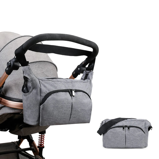 One-shoulder portable mommy bag, portable stroller bag with a pair of hooks, multi-functional mother and baby travel bag