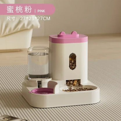 Automatic Pet Feeder with Water Fountain - Large Dispenser for Cats/Dogs, Puppy/Kitten Feeding/Water Station