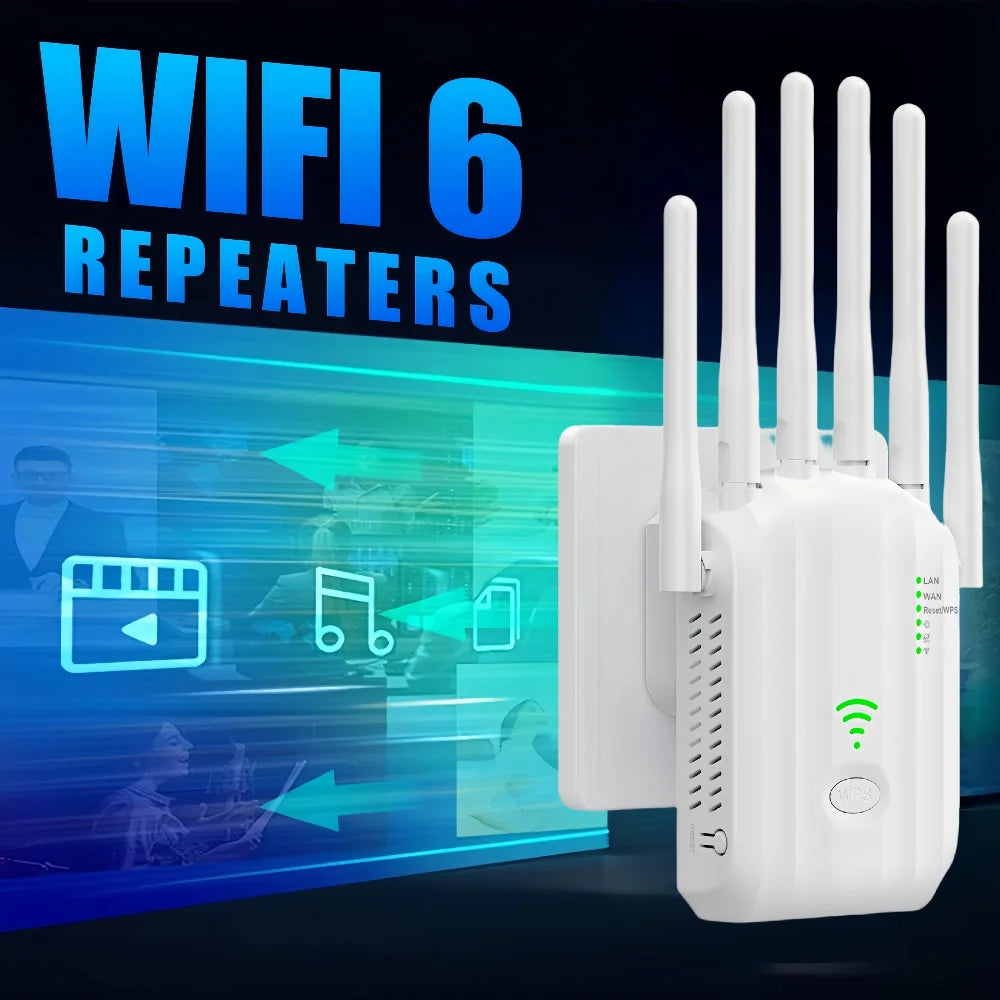 WiFi Extender 1200Mbps WiFi Signal Booster Dual Band 2.4G/5G Outdoor Signal Amplifier with Ethernet Port 360° Full Coverage