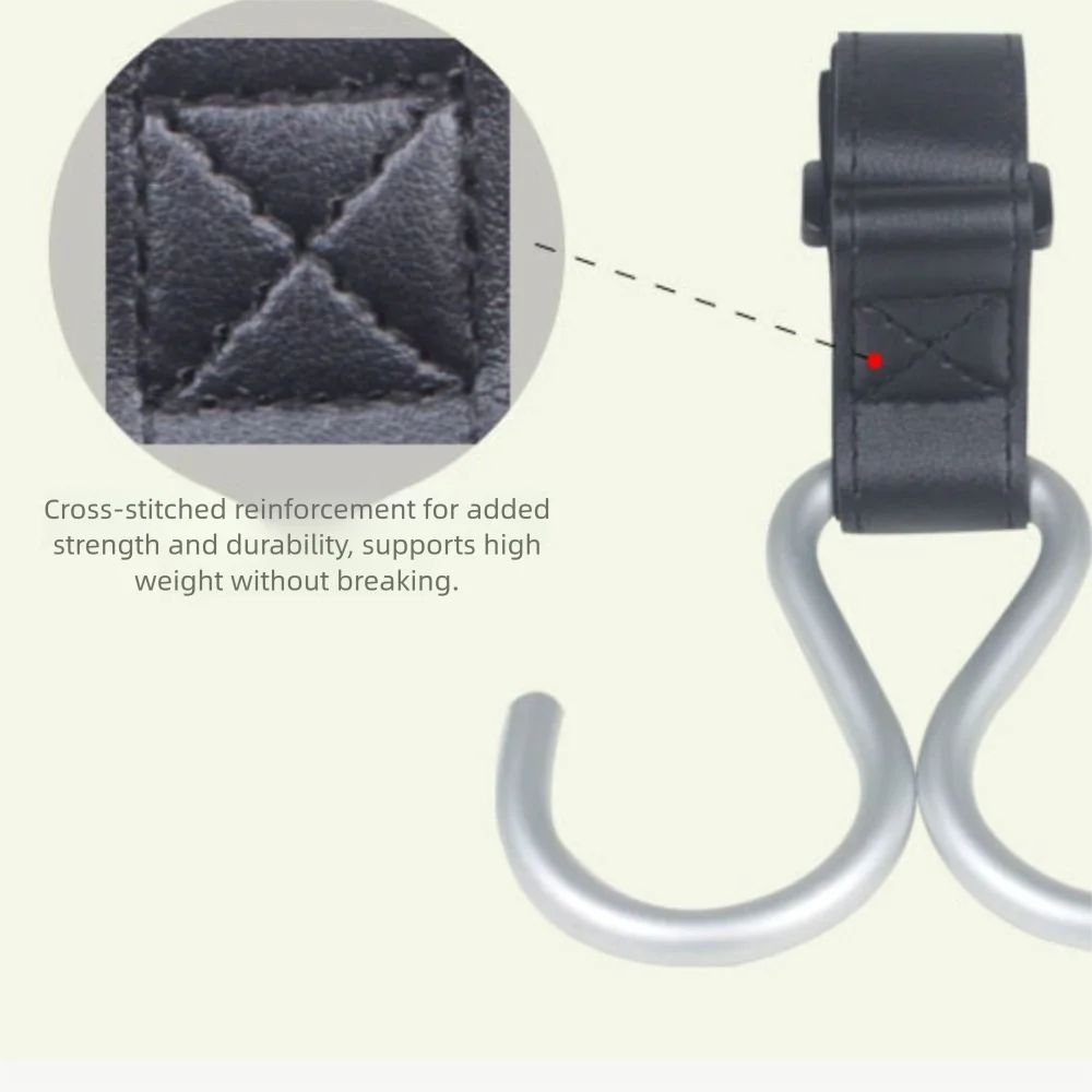 Cute S Shape Baby Stroller Hooks Double Hook PU Hanging Hook Cart Organizer Solid Color Stroller Accessories Baby