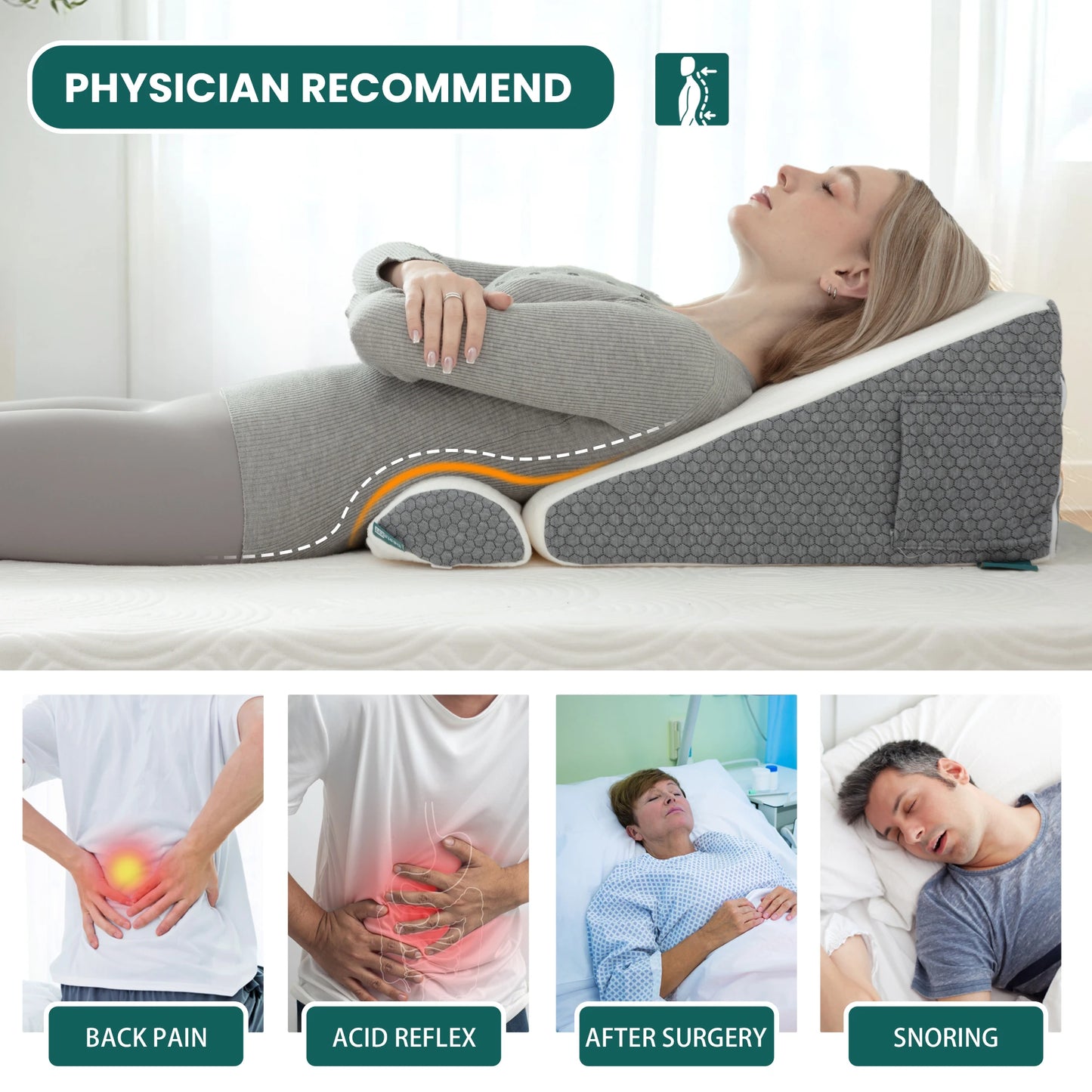 2 pc Wedge Pillow with Memory Foam Top Chic Jacquard Cover for Sleeping and Acid Reflux for Headboard and sofa Triangle Pillow