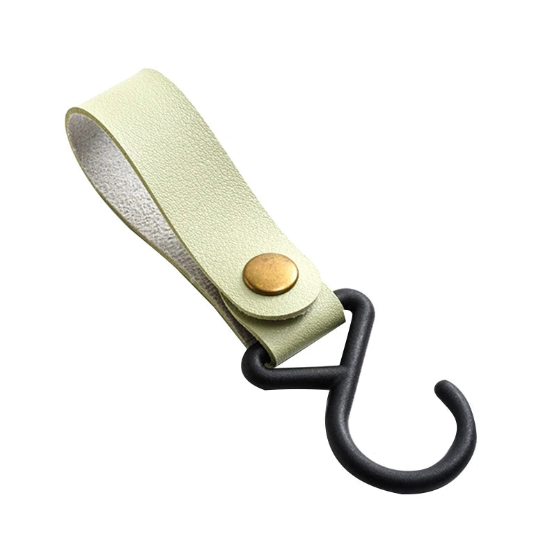 1/2pcs Portable PU Leather Baby Stroller Hook Hanger Velcros Pram Hook Carabiner Cart Organizer Clip for Stroller Accessories