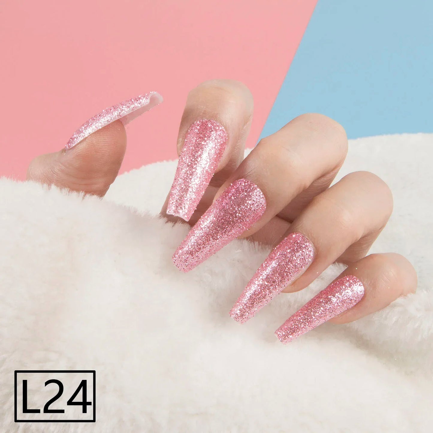 1 Set Glitter False Nail Tips Full Cover Ballerina Fake Nail Tips Press on Nail Tips Coffin