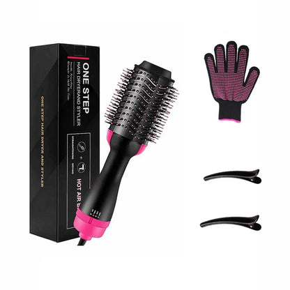 One Step Hair Dryer and Volumizer Round Hot Air Brush 3 in 1 Anti-Scald Negative Ion Hair Straightener Brush Comb Curler Styler