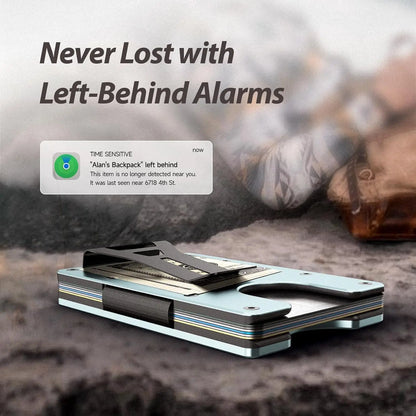 RFID Blocking Credit Card Holder, Slim Wallet For Men, Compatible with Find My iOS Only, Detachable Money Clip