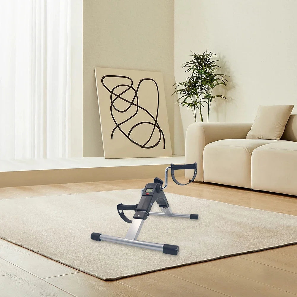 Mini Exercise Bike Folding Pedal Exerciser with LCD Display Adjustable Resistance Multifunctional Home Office Fitness Equipment