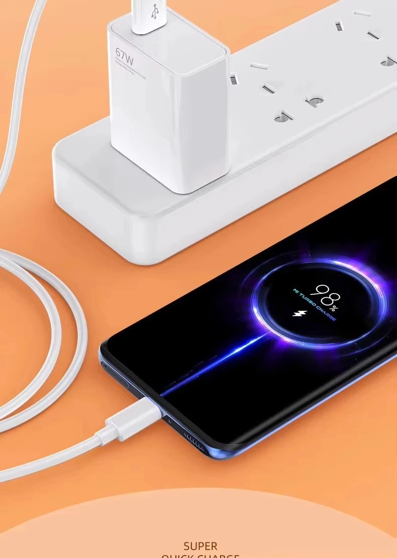 Xiaomi 67W USB Fast Charger For Xiaomi 15 14 13 12 11 10 Ultra Redmi Note 12T 13 Pro Turbo Quick Charge Type C USB Charge Cable