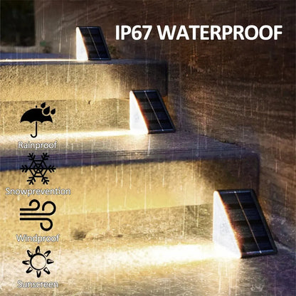 Outdoor Solar Step Lights, Warm White & RGB, IP67 Waterproof, Auto On, for Patio, Yard, Driveway, Porch Decoration