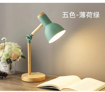 Nordic Decorative Eye Protection Small Table Lamp Modern Simple Cute Exquisite Bedroom Desk Bedside Lamp Girl Macaron Wood Lamp