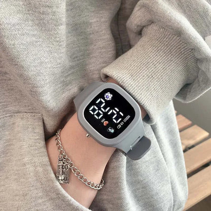 Sports Electronic Watch for Kids Children LED Digital Watch Big Dial Silicone Football Sports Watch Boys Girls Student Clock