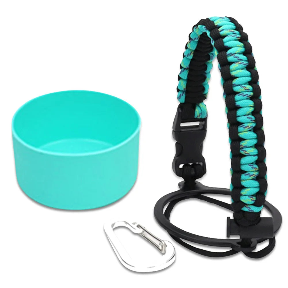 Paracord Handle For Wide Mouth Water Bottle And Silicone Sleeve Boot Compatible With Hydro Flask Tumblers Accessories