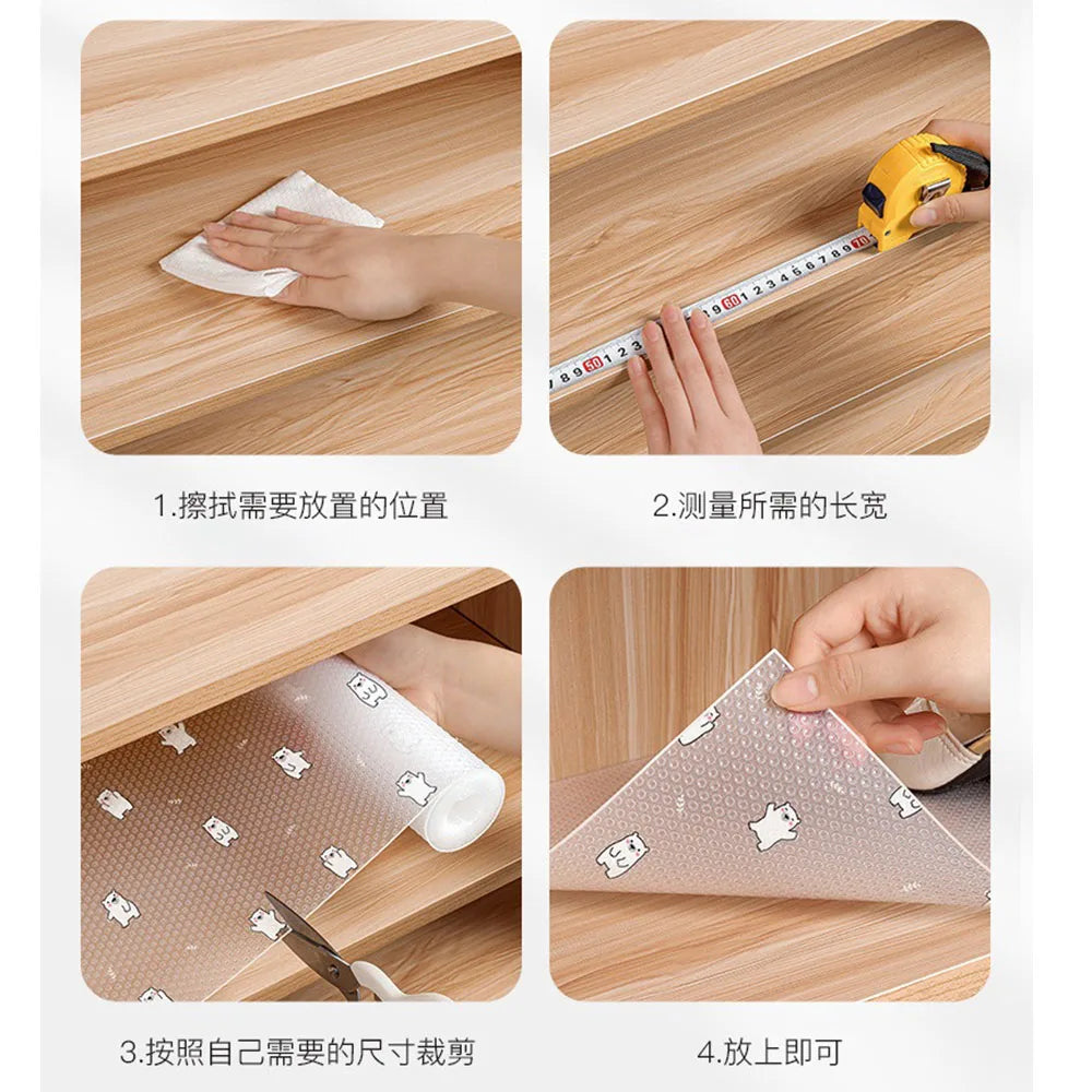 1 Roll Daisy Shelf Liner For Kitchen Cabinets EVA Waterproof Fridge Drawer Pad Cupboard Mat Easy Placemats Non-Adhesive Non-slip