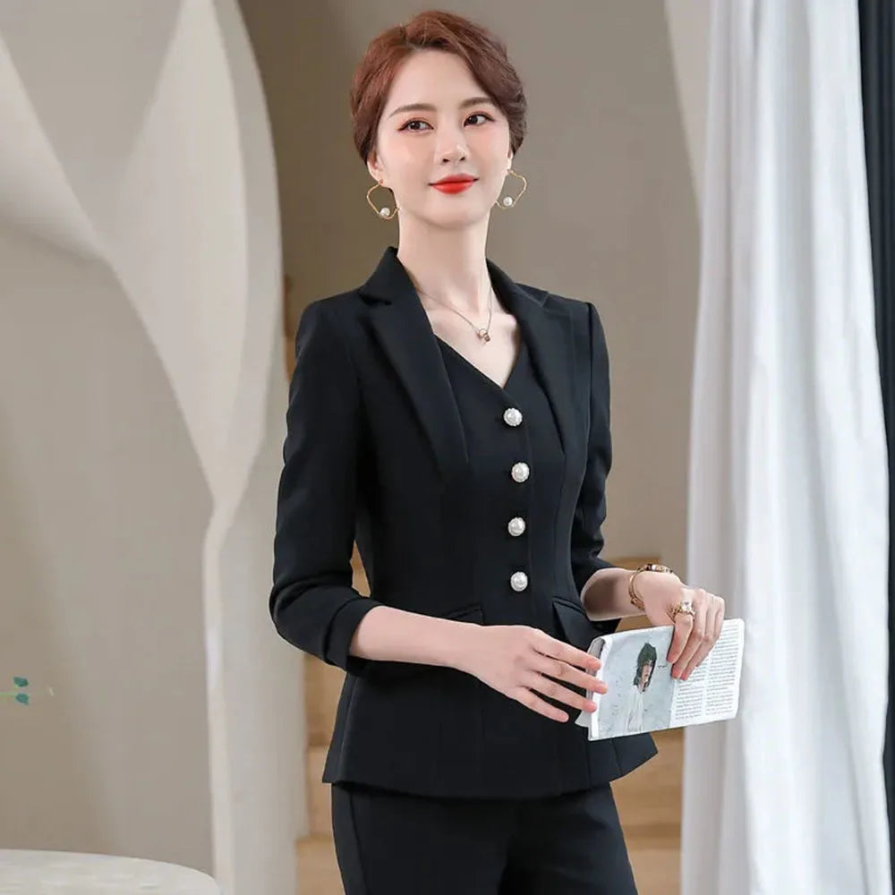 Office Formal Uniform Designs Women Business Suits Pant Suits With Pants Jacket Coat Professional Business Work Wear Blazers Set