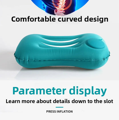 1Pcs 43×28×10cm Portable Press Inflatable Pillow Outdoor Travel Pillow Ultra Soft Comfortable Car Pillow for Neck&Lumbar Support