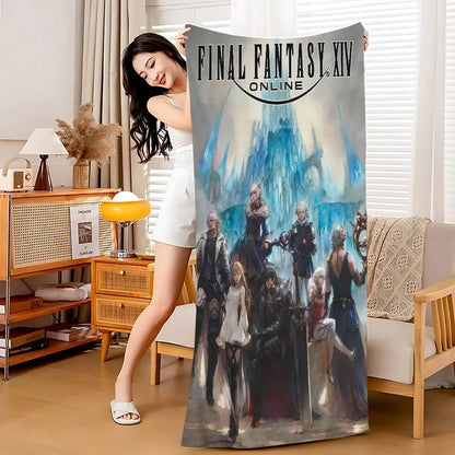 Video Games Final F-Fantasy Cartoon Beach Towel Cute Kawaii Room Decor Bath Girls Children Hand Towels For Bathroom Shower