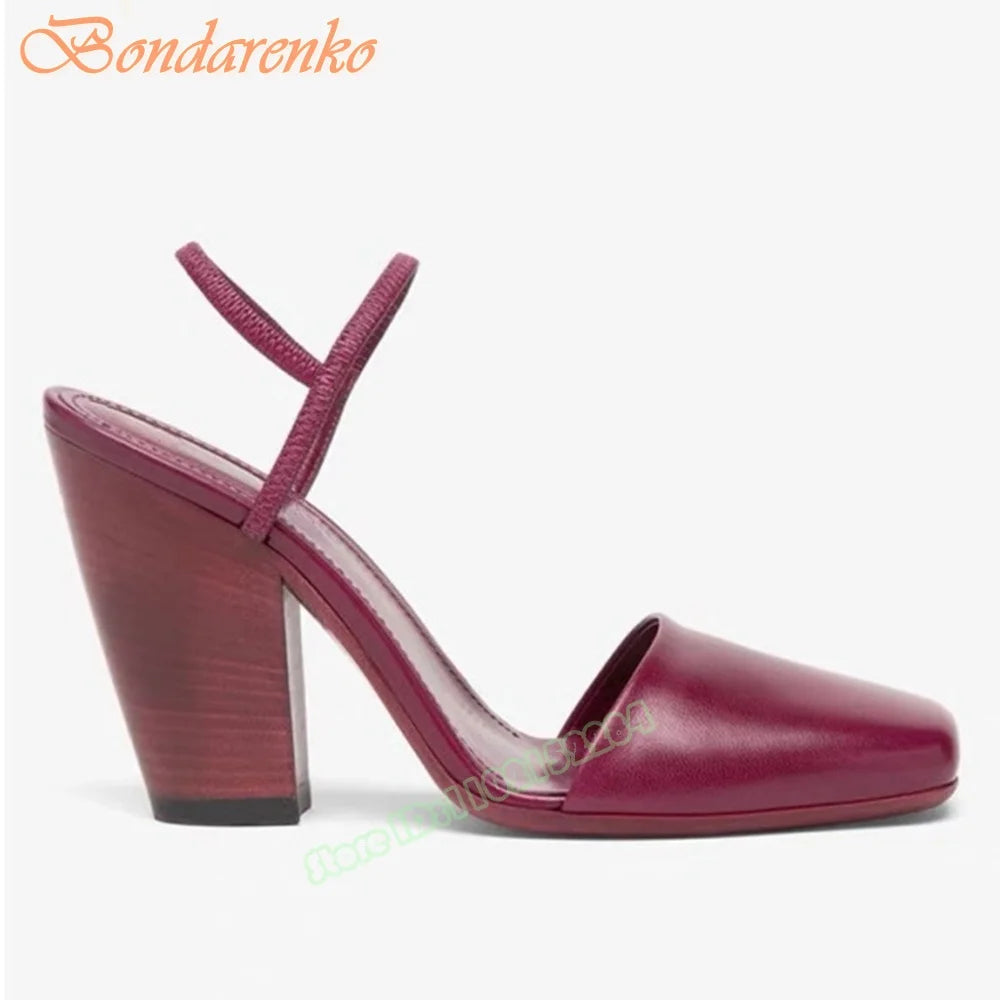 Chunky High Heels Sandals Pump Square Toe Solid Elastic Straps Sandals Women New Style Shoes Summer Party Casual Designer Sexy