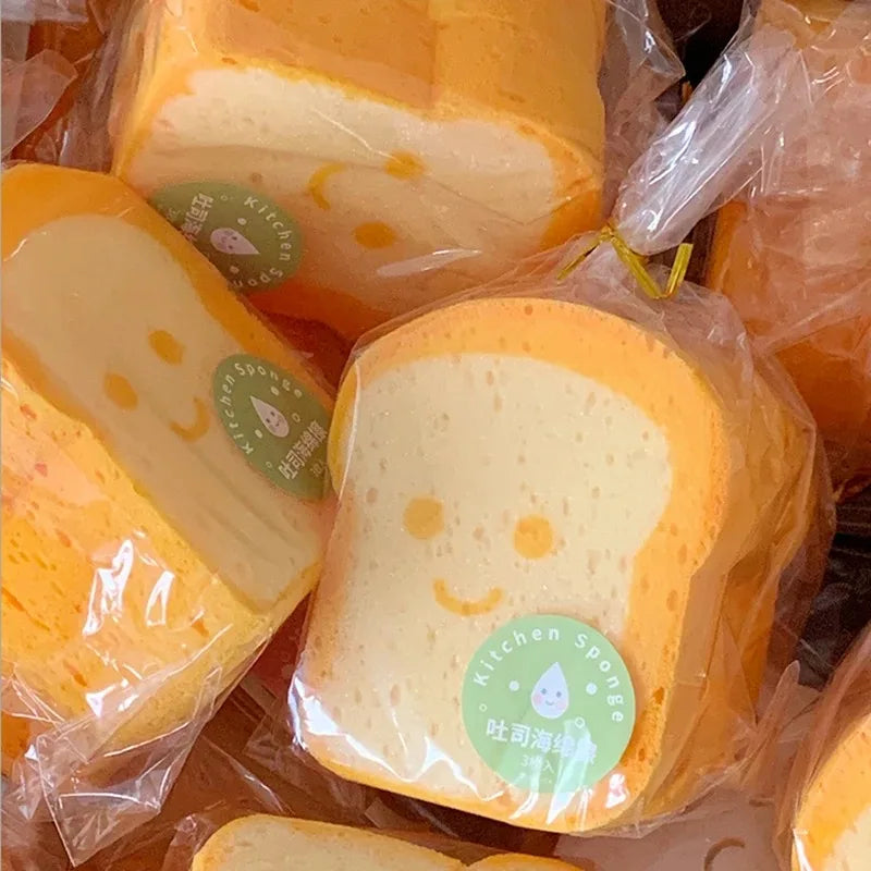 Cute Magic Sponge Kitchen Cleaning Tools Gadgets Dishwashing Sponges Egg Toast  Kawaii Items  Bathroom Dishwasher