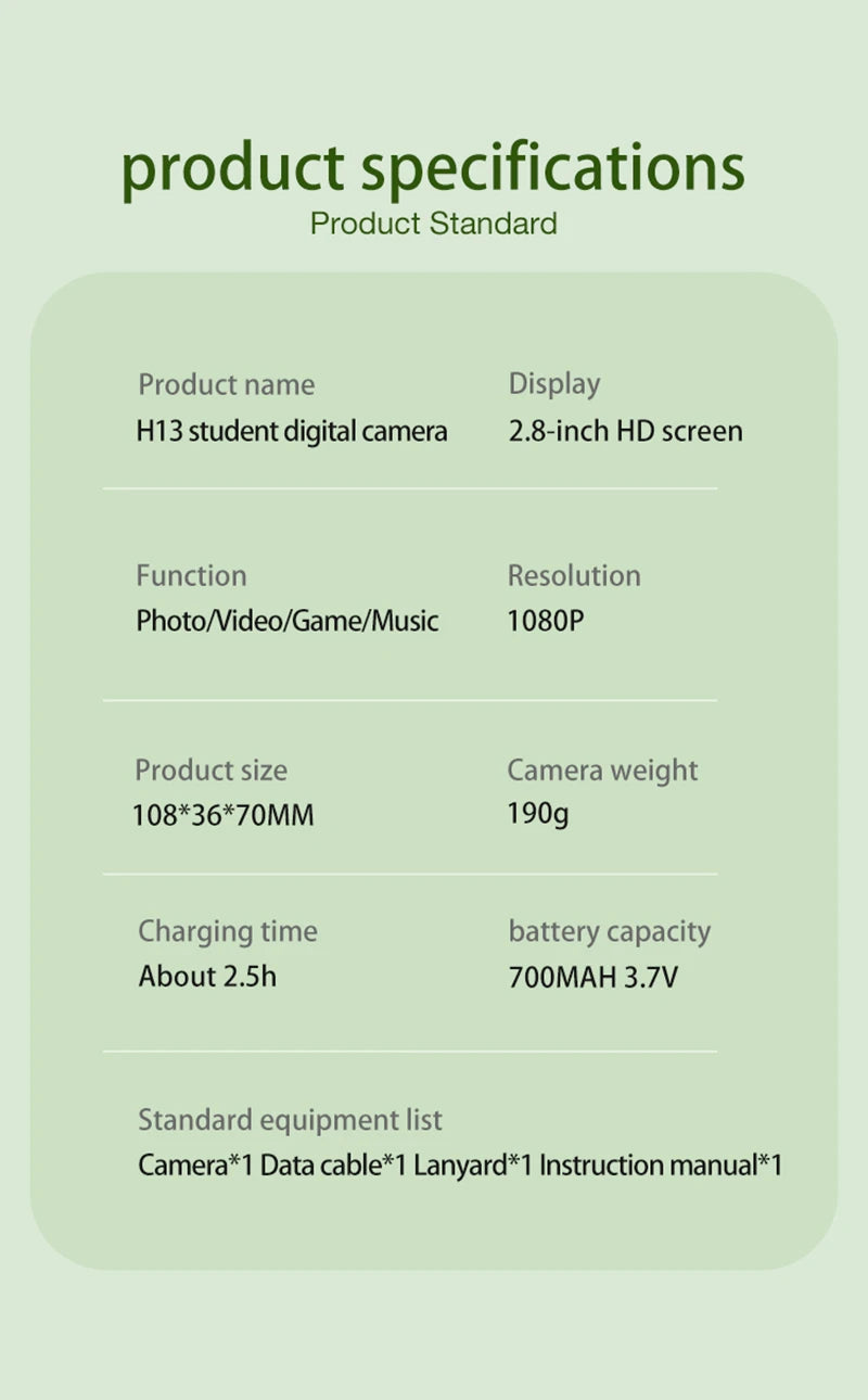 4K Digital Camera 6400w HD Flip Screen Camera Digital Camera Card Camera Shooting Camera Student Entry-level CCD Camera