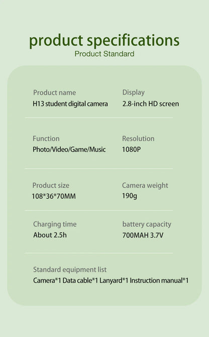 4K Digital Camera 6400w HD Flip Screen Camera Digital Camera Card Camera Shooting Camera Student Entry-level CCD Camera