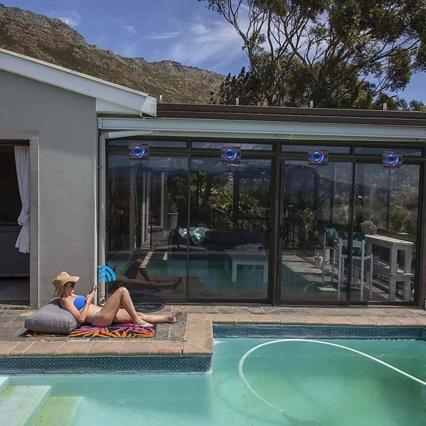 Herdio 5.25'' 600W 4PCS Outdoor Bluetooth Speakers Waterproof Wired Wall Mount Weatherproof Loudspeaker System For Garden Patio