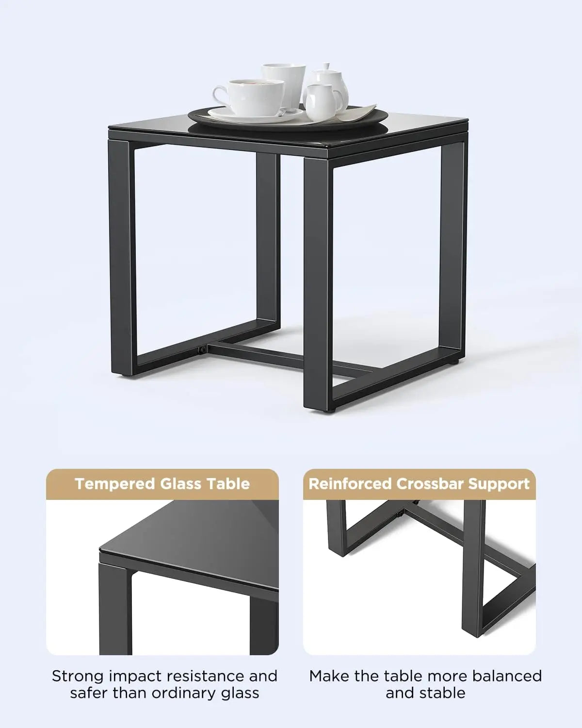 3 Pieces Patio Furniture Set Rocking Bistro Set Outdoor Rattan Conversation with Coffee Table for Garden Balcony Backyard