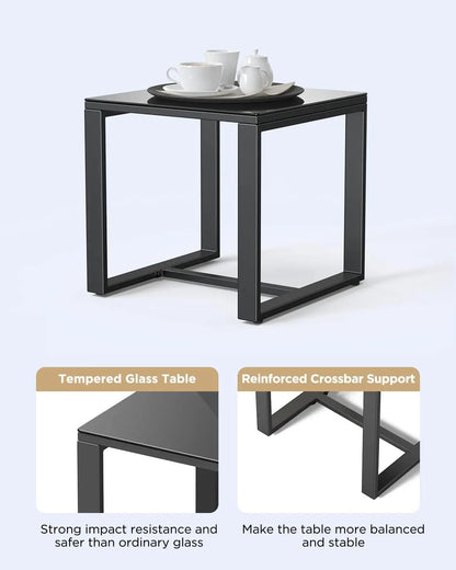 3 Pieces Patio Furniture Set Rocking Bistro Set Outdoor Rattan Conversation with Coffee Table for Garden Balcony Backyard