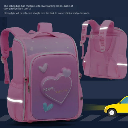 primary school bags for girls cute cartoon love heart pink school backpack student bookbag elementary school kids backpack