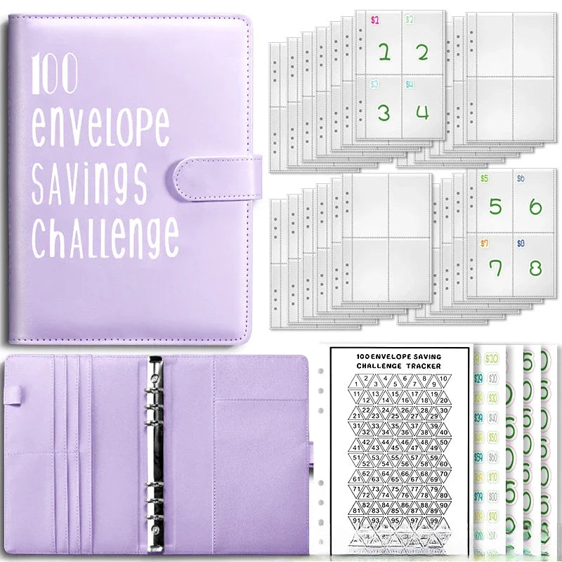 100 Envelope Cash Savings Challenge, Saving Challenge Envelop Book, Budget Envelope Financial Assistant, A5 Size Cash Binder