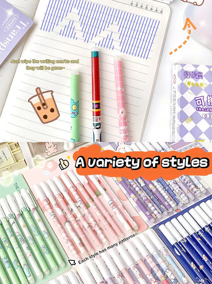 12PC 0.5mm Syringe Erasable Pen Korean Stationery Simple Kawaii Writing Pen Student Stationery Cultural and Educational Supplies