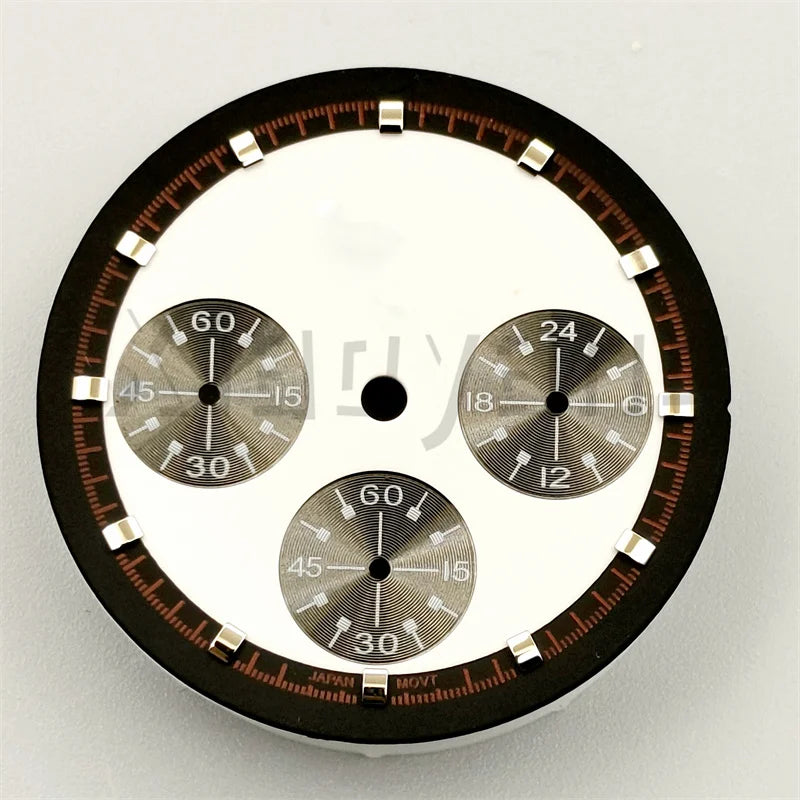 30mm/31.5mm Vk63 Chronograph Watch Dial With Hand Set Green Luminous Black White Red For VK63 Movement Watch Accessories Parts