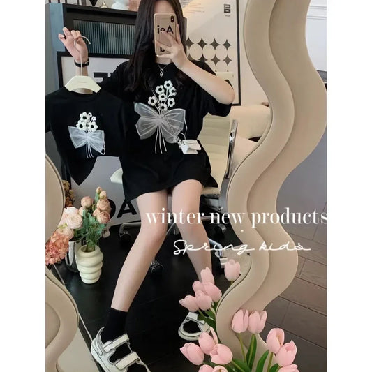 Family T Shirts Mama and Baby Gril Boy Tees Fashion Father and Son Daughter Equal Matching Shirt Top Women Summer Cotton Clothes