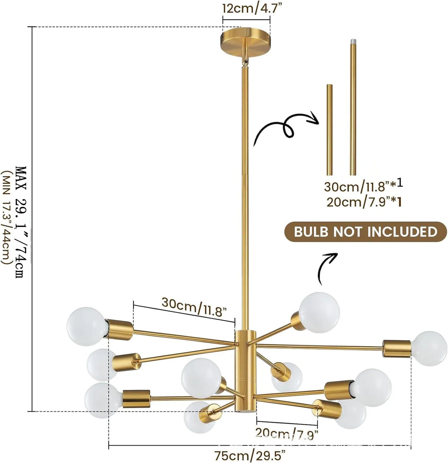 Decorative Living Room Chandelier Light 6/8/10/12 Lamps Heads Modern E27 Ceiling Chandelier Dining Room Bedroom Chandelier Lamp