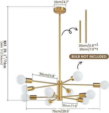 Decorative Living Room Chandelier Light 6/8/10/12 Lamps Heads Modern E27 Ceiling Chandelier Dining Room Bedroom Chandelier Lamp