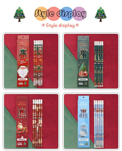 Christmas gift cartoon cute 6 HB pencil set with eraser box office cultural and educational supplies