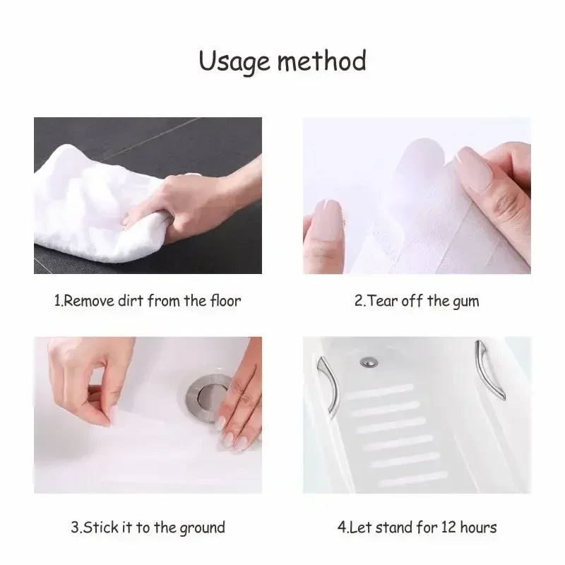 Anti Slip Strips for Bathtubs, Showers, Stairs, Floors, 12pcs Transparent Shower Stickers Bath Safety Strips
