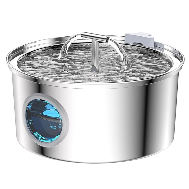 ABJN-Cat Water Fountain Stainless Steel Cat Fountain For Drinking For Small Dog Large Kitty EU Plug