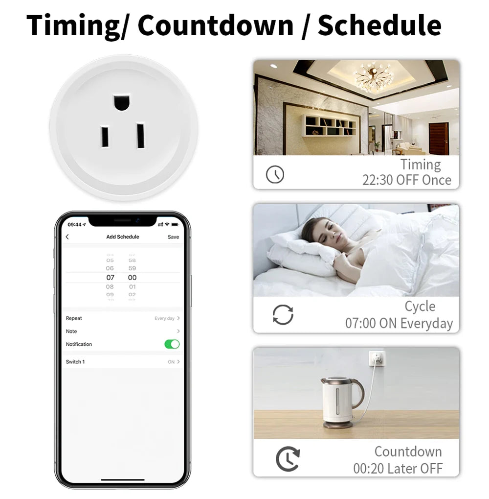 Zigbee 3.0 Smart Socket US Plug 16A With Power Monitoring Timing Function WiFi Outlets Works With Alexa Home Assistant