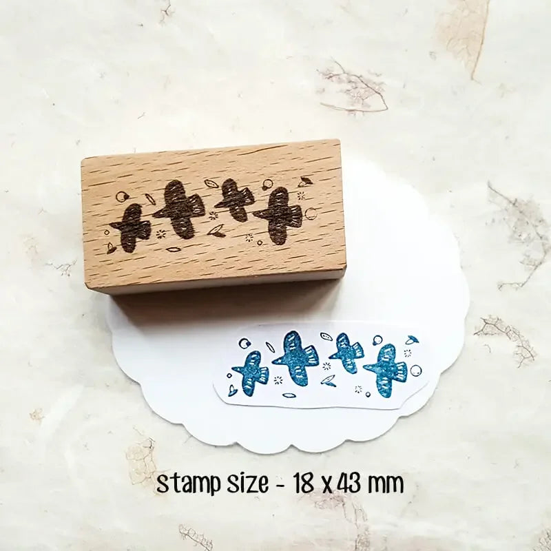 Stamp Scrapbooking Supplies Flower Petal Birds Stationary Kawaii Wooden Stamps