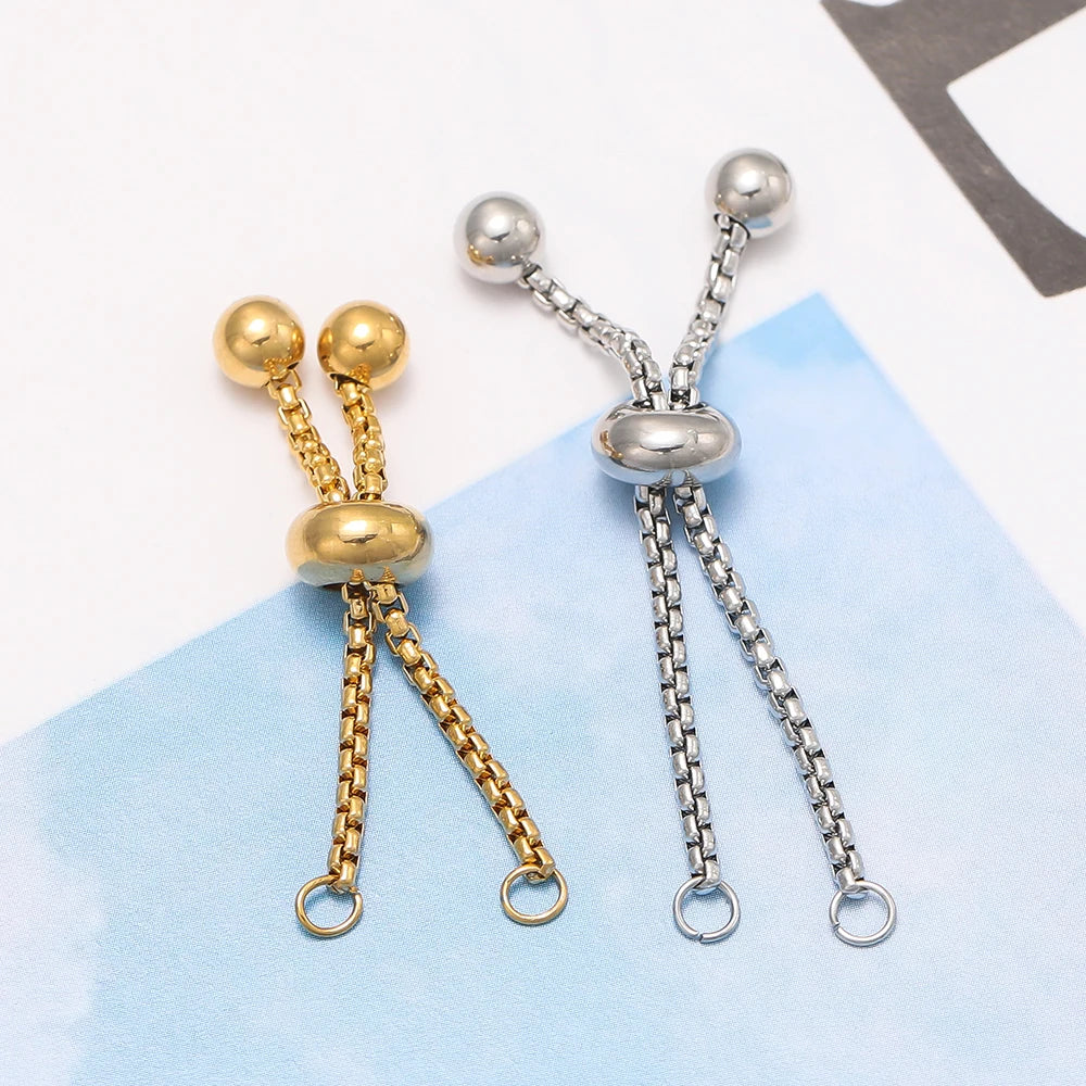 3pcs/lot Adjustable 304 Stainless Steel Bracelet Makings Slider Extender Box Chains with Ball Ends for DIY Jewelry Making
