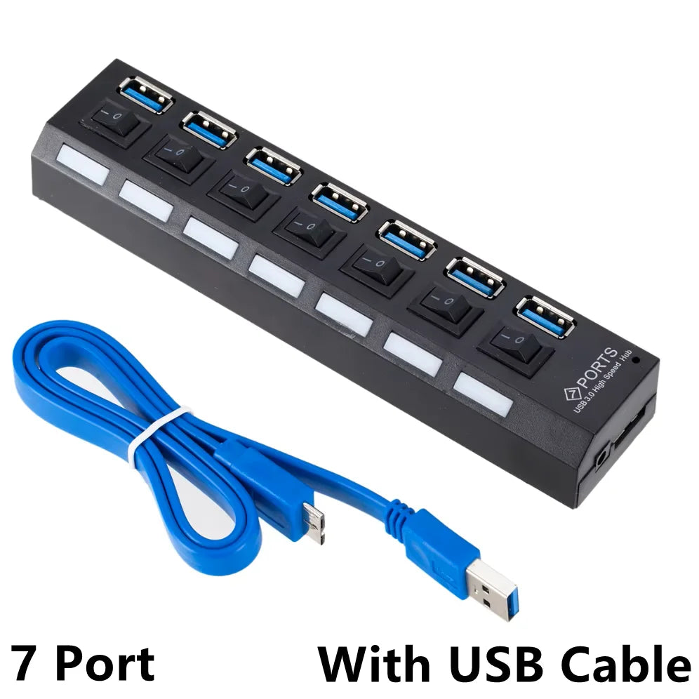 USB 3.0 Hub USB HUB Splitter Multi USB 3.0 Hub Multiple 4/7 Port Hub Splitter With Power Adapter Computer Accessories Hub For PC