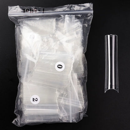 504Pcs Press On Nails 3XL Square Straight Extra Long False Nails Clear Natural Full Cover Acrylic Fake Nail Tips Manicure Tools