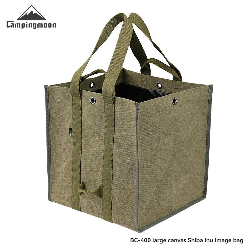 CAMPINGMOON Firewood Storage Bag.Camping Equipment Storage Bag with Double Handles, Shoulder Back, Outdoor Thick Canvas Bag