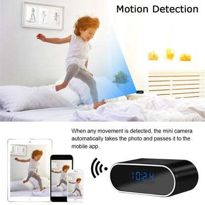 Full HD Digital Clocks Cameras Night Vision App Wifi Remote Monitoring Motion Detection Auto Loop Recording Mini Home Camcorder
