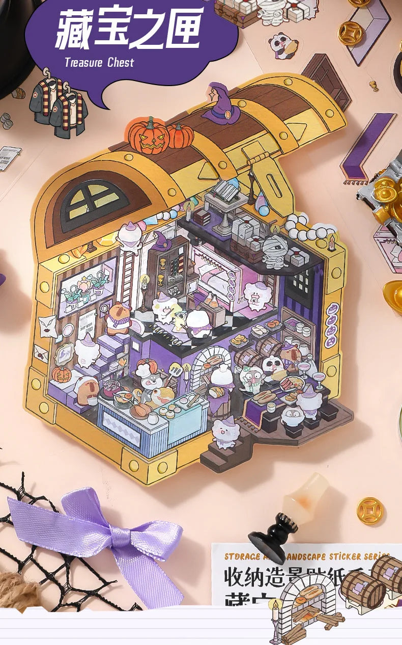 Creative Design Landscaping Sticker for Student Cute Cartoon Magic 3D Stack Scene Scrapbook Sticker Sweet Student Supplies