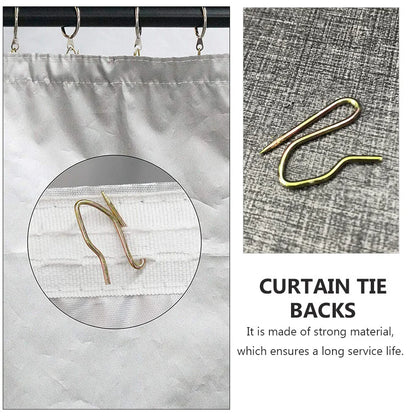 50pcs Metal Curtain Hooks for Drapes- Shaped Drapery Hook for Window Curtain Door Curtain Shower Curtain Golden