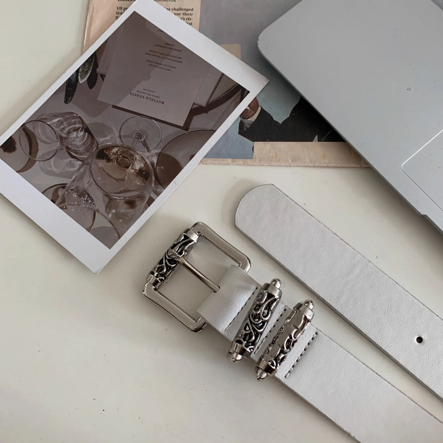 New retro Female Subculture Belt Punk Decorated Jeans Belt Personality Belt White Belt