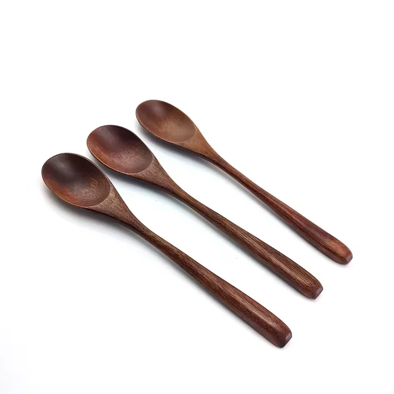 6Pcs Wooden Spoons Set, Kitchen Utensils for Soup, Dessert & Dinner Serving, Wood Cutlery