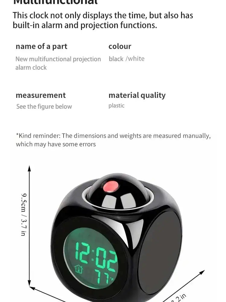 Multi-function Projection Chime Clock LED Light Projection Alarm Clock Voice Chime Clock Projection Clock